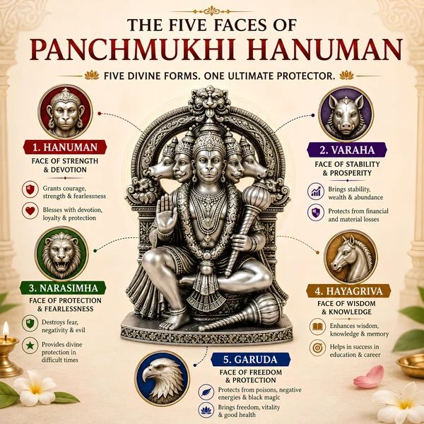 Silver Plated Panchmukhi Hanuman Idol